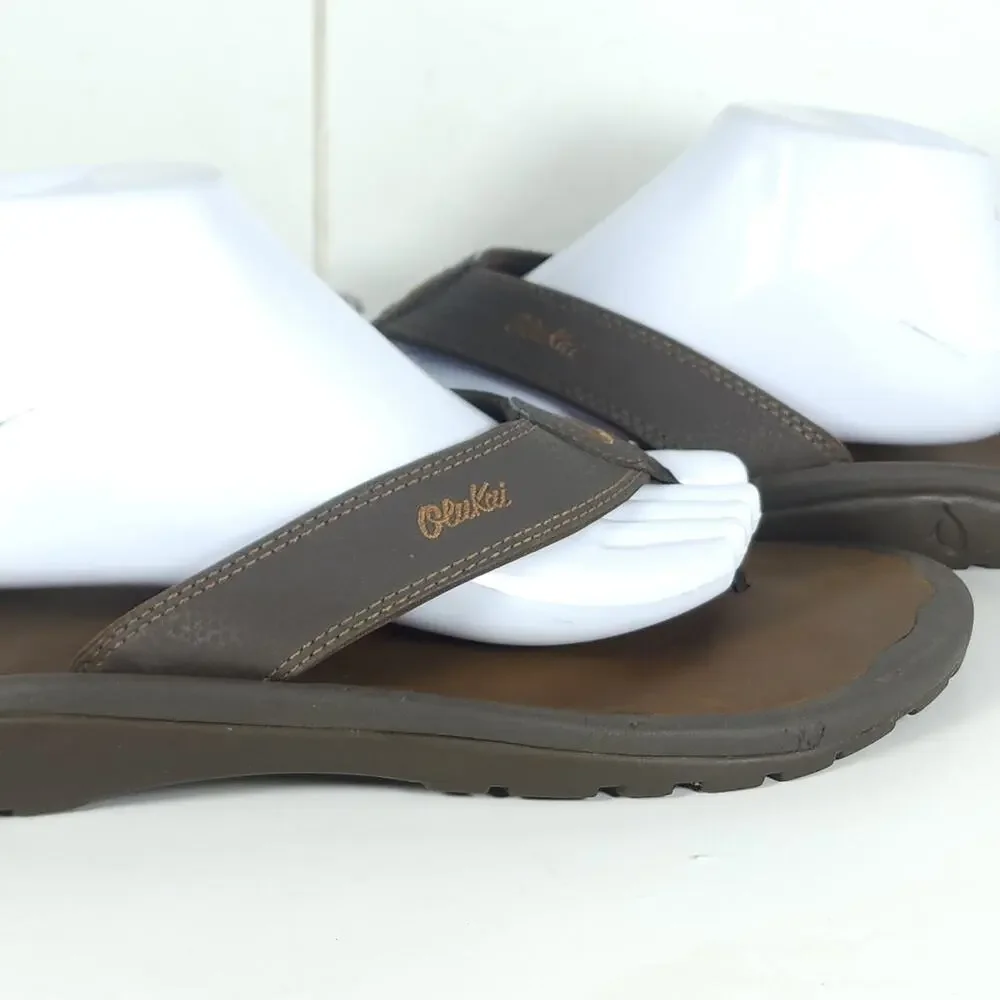 Olukai Men's Ohana US11 Brown Slip On Flat Thong Sandals